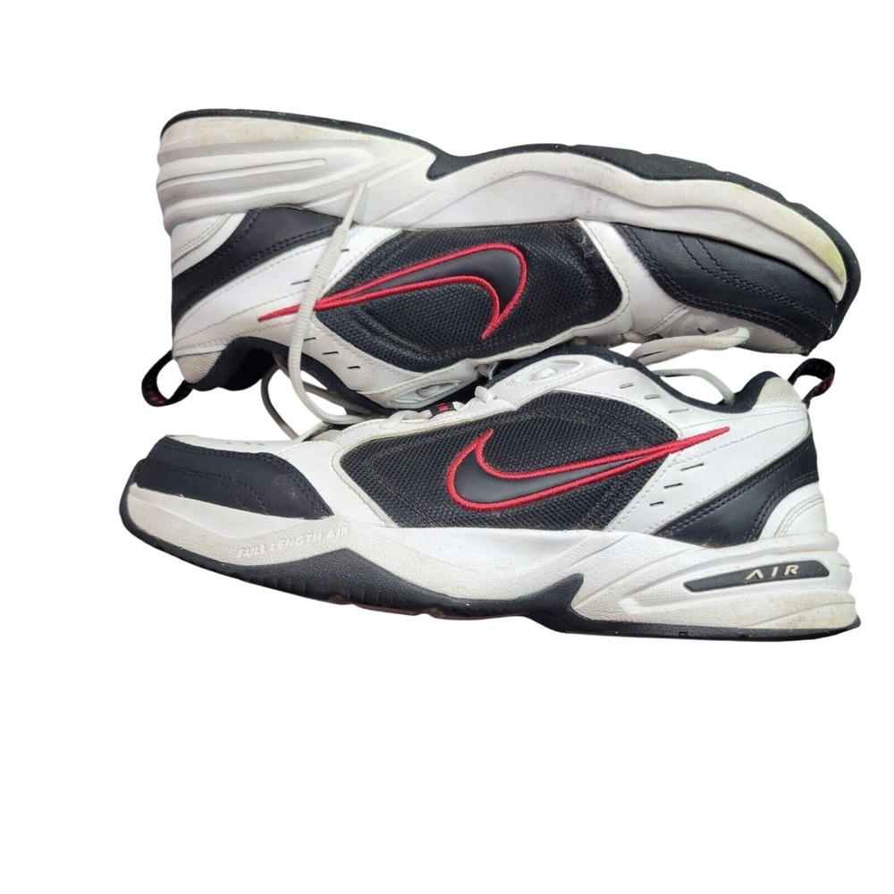 Nike Air Monarch IV Mens Training Shoes Size 11 Black/White/Red Leather & Mesh